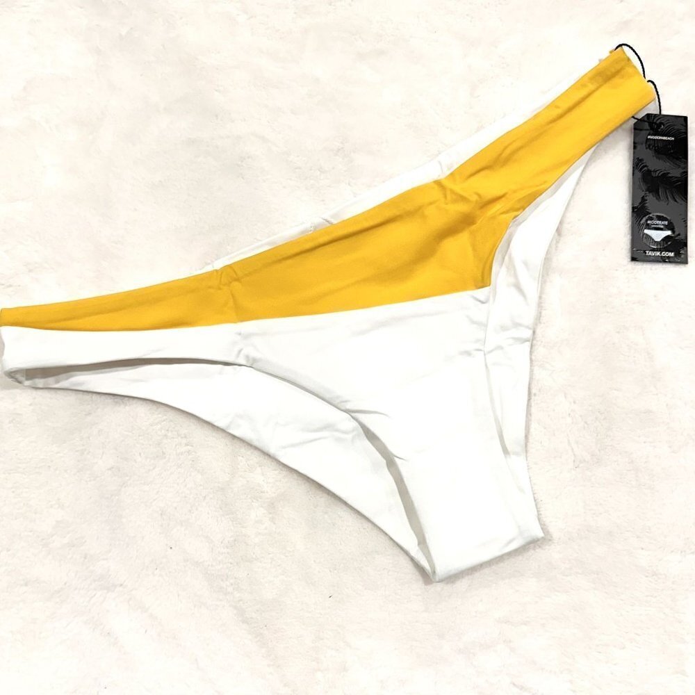 NWT Tavik Jaclyn Moderate Swim Bottom in White/Mango - Large